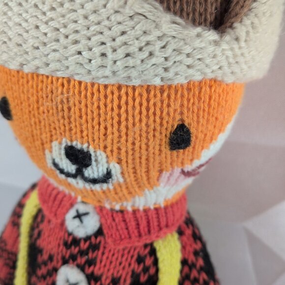 Cuddle + Kind Wyatt The Fox Plush Animal Toy Hand Knit Peru Small Orange CLEAN - Picture 9 of 16